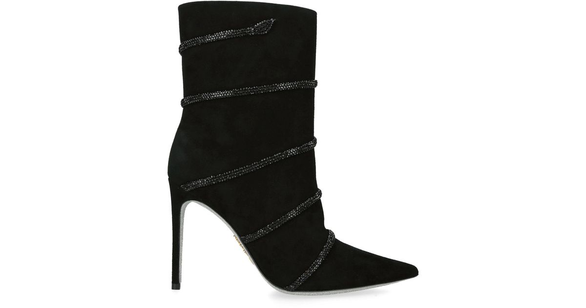 Rene Caovilla Embellished Cleo Boots 105 in Black | Lyst