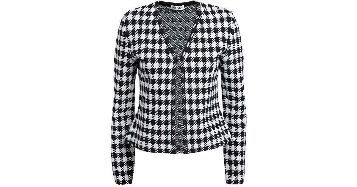 Alaïa Synthetic Check Knitted Jacket in Black Lyst UK