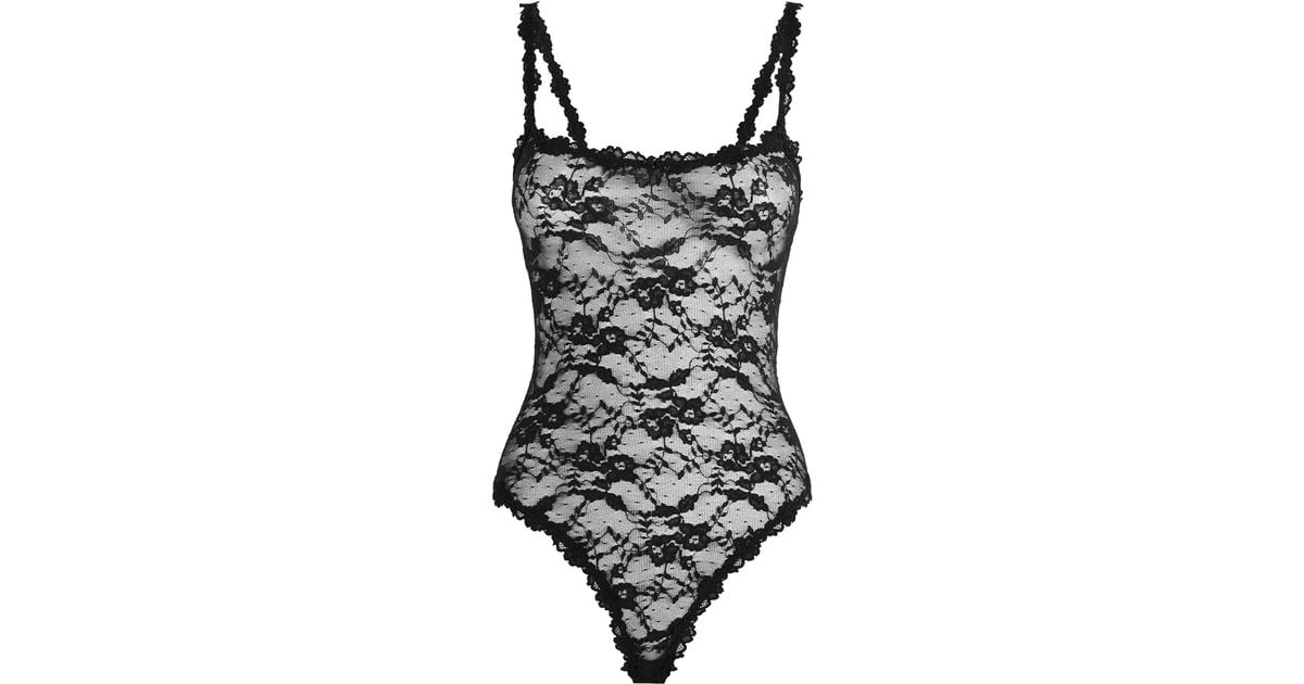 Shop SKIMS Stretch Lace Thong Bodysuit