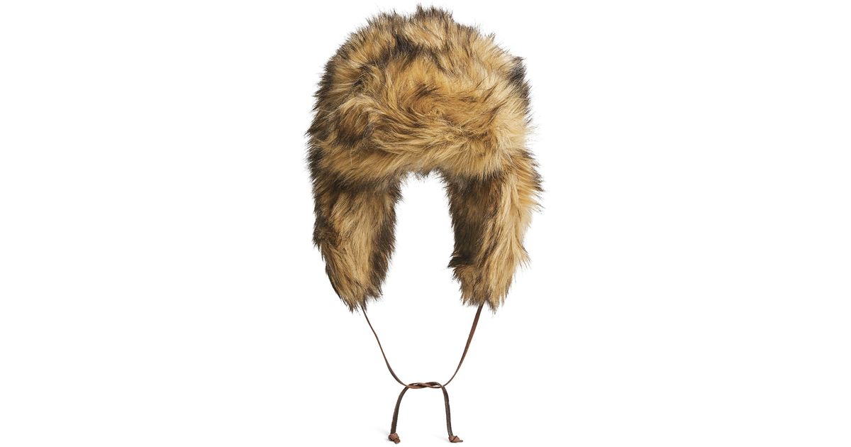 Polo Ralph Lauren Faux Fur Trapper Hat in Natural | Lyst