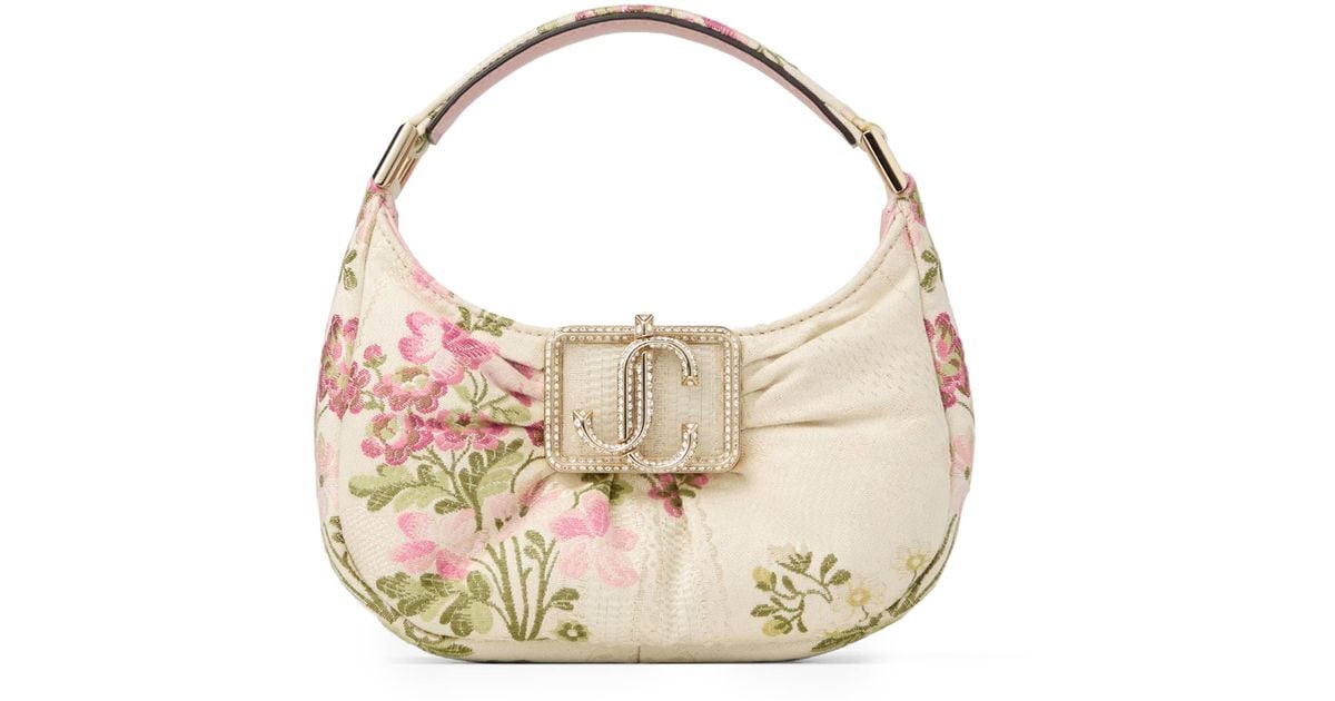Jimmy Choo Mini Floral Edie Hobo Shoulder Bag in Metallic | Lyst