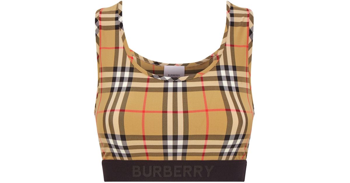 Burberry Vintage Check Crop Top in Yellow - Lyst