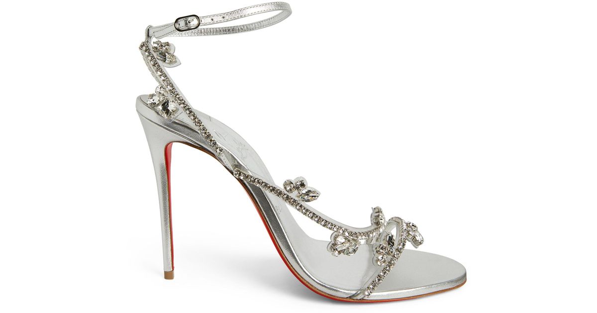 Christian Louboutin Leather Joli Queen Crystal Sandals 100 in Silver ...