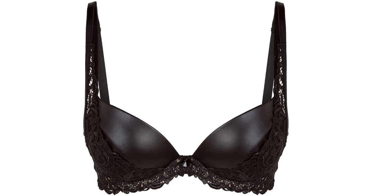 Aubade Lace And Leather Effect Half Cup Bra In Black Lyst Canada 