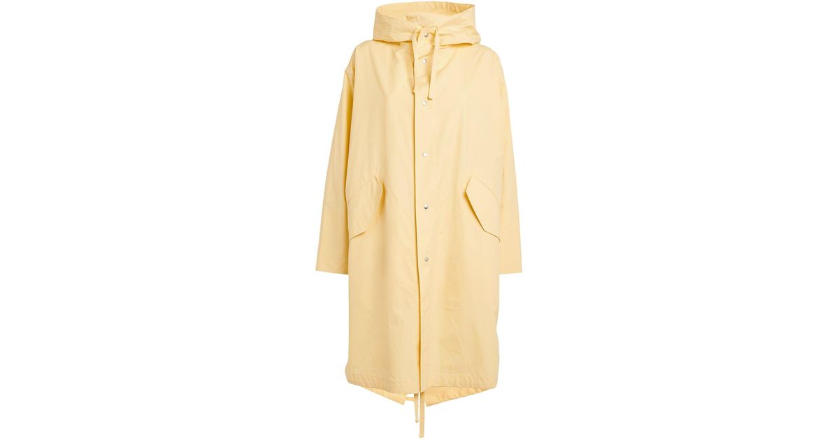 Jil Sander Hooded Logo Parka Jacket in Yellow | Lyst