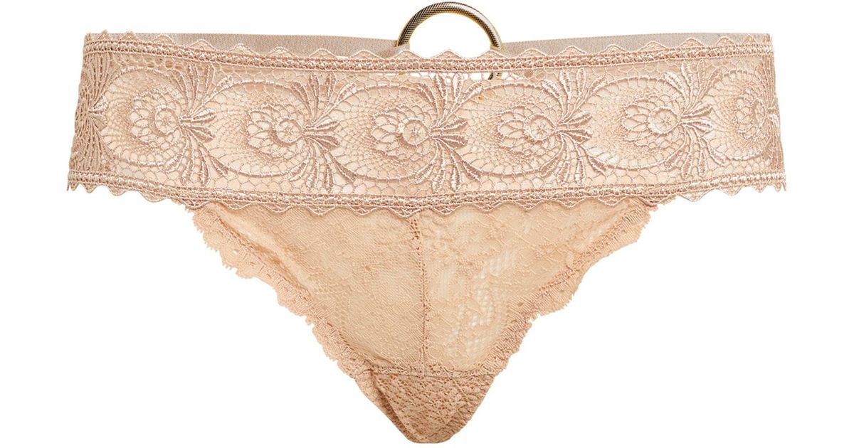 Aubade Lace Tanga Briefs in Natural | Lyst
