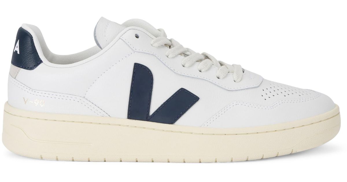 Veja Leather V-90 Sneakers in Blue for Men | Lyst