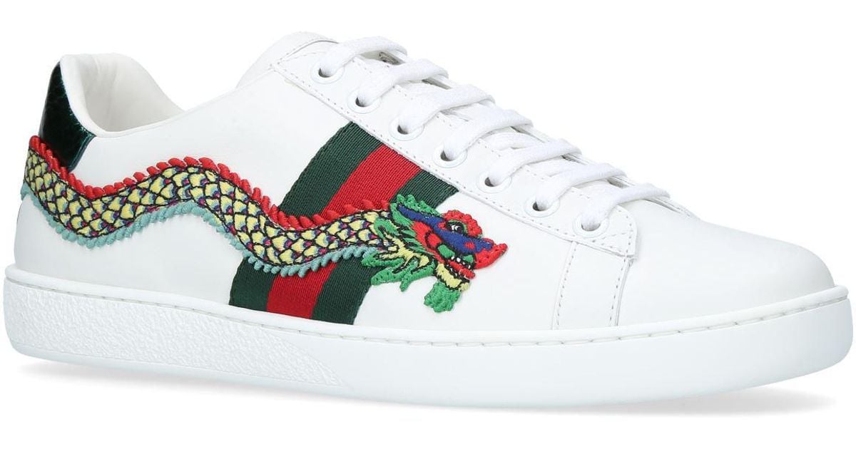 Gucci New Ace Dragon Sneakers in White | Lyst