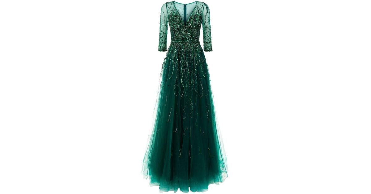 Jovani Embellished V-neck Tulle Gown in Green Lyst UK