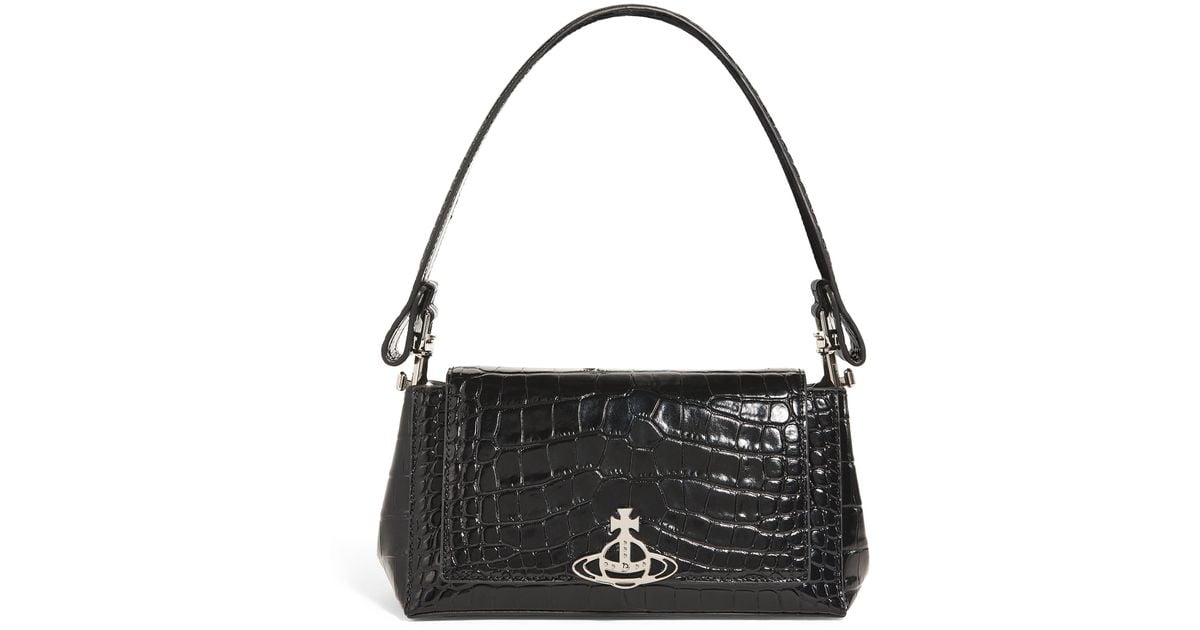 【Vivienne Westwood】Small Hazel croc embossed handbag Vivienne Westwood Small Croc-Embossed Hazel Shoulder Bag in