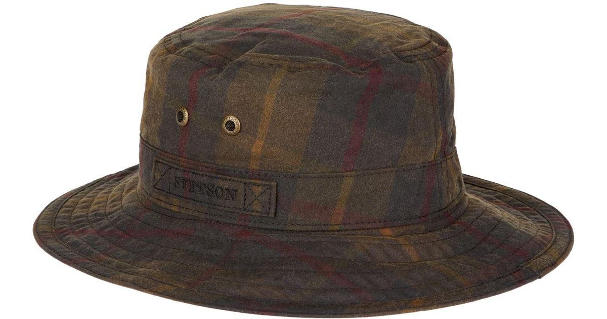 Stetson Atkins Waxed Cotton Bucket Hat in Green for Men | Lyst