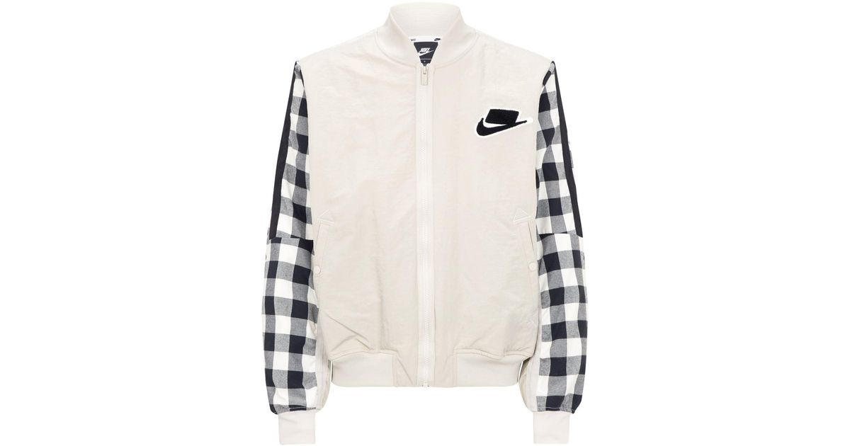 Nike Flannel Check Sleeve Bomber Jacket 