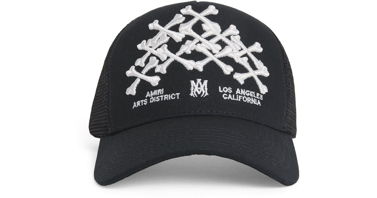 Amiri Stacked Bones Trucker Hat in Black for Men | Lyst