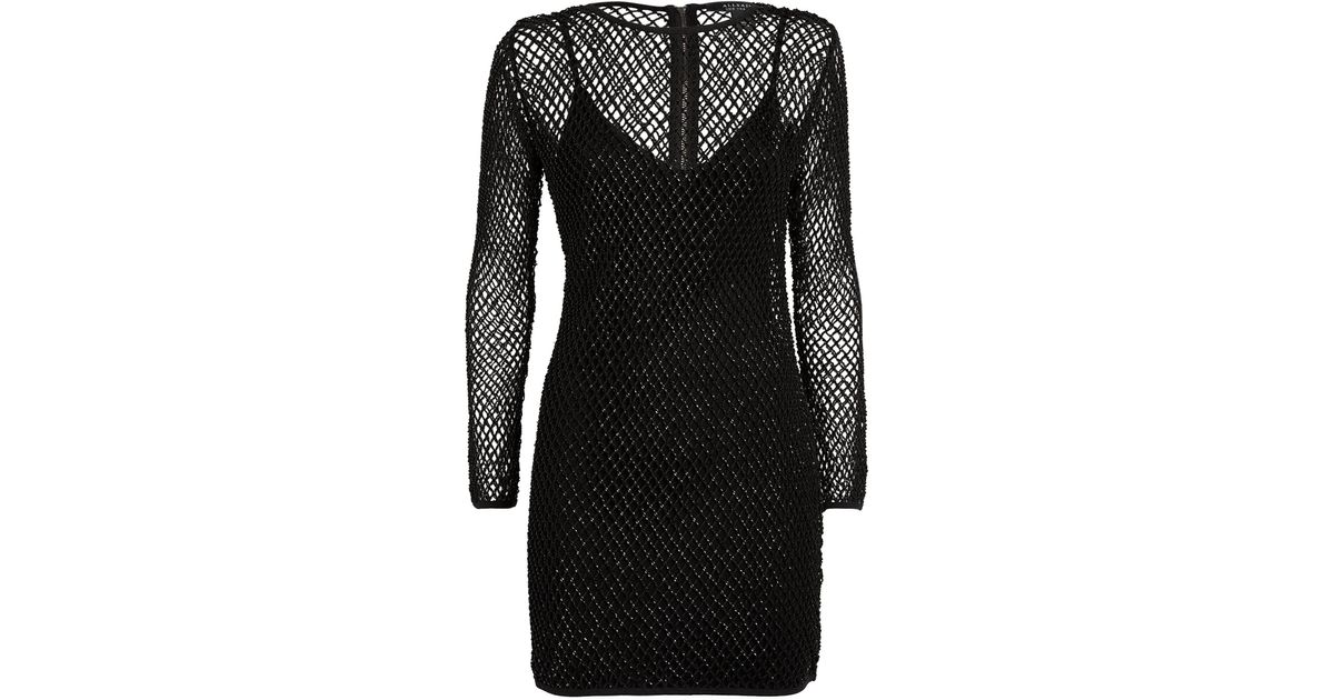 AllSaints Cotton Embellished Rosalie Mini Dress in Black | Lyst