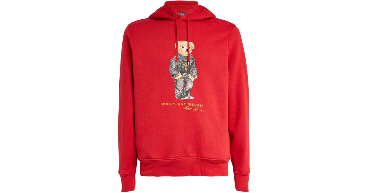 Polo Ralph Lauren Cotton Lunar New Year Polo Bear Hoodie in Red for Men | Lyst UK