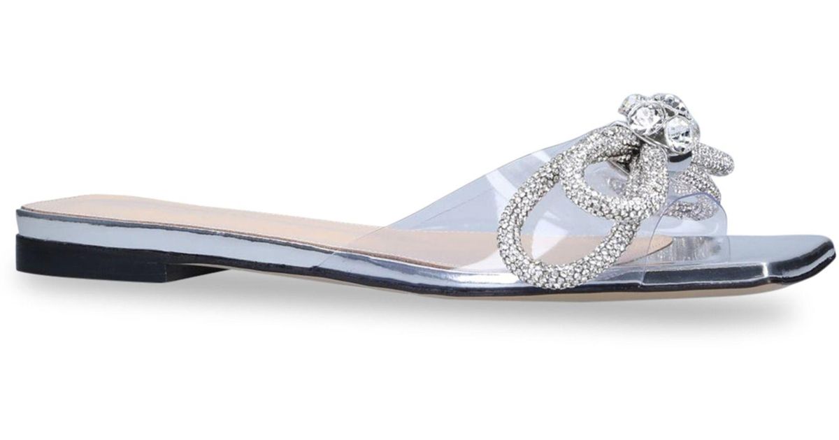 Mach & Mach Leather Embellished Double Bow Sandals | Lyst UK