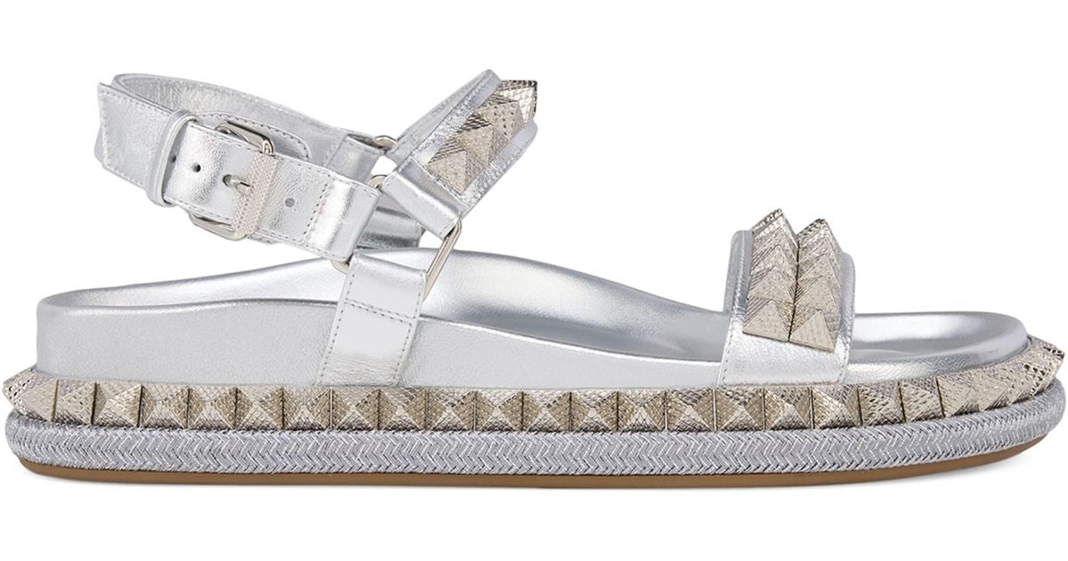 Christian Louboutin Pyrabizz Lambskin Sandals in White | Lyst
