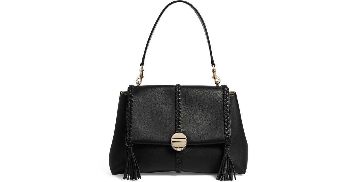 Chloé Medium Leather Penelope Shoulder Bag in Black | Lyst