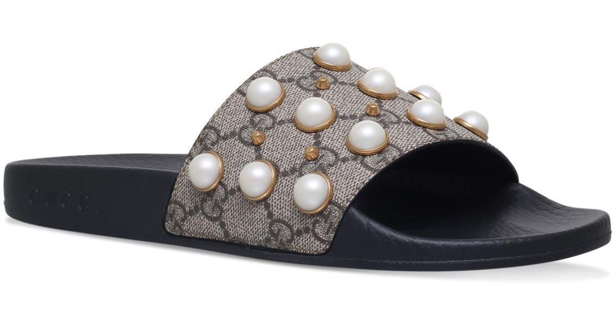 gucci slides women with pearls