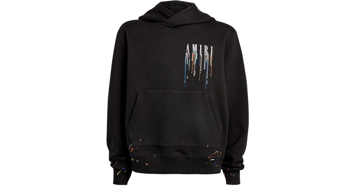 Amiri Cotton Embroidered Paintdrip Hoodie in Black for Men Lyst
