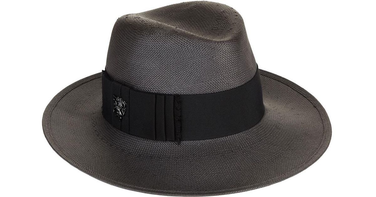 Philip Treacy Straw Trilby Hat in Grey 