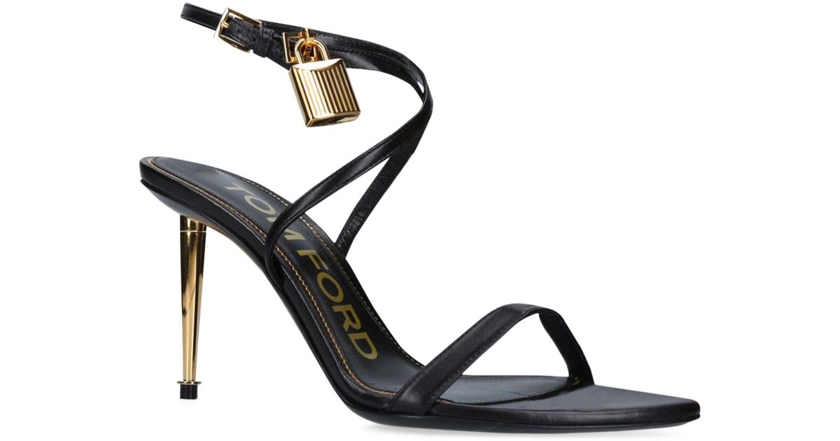 Tom Ford Leather Padlock Sandals 85 in Black | Lyst