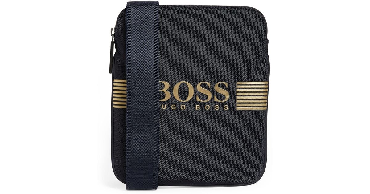 BOSS by Hugo Boss Denim Logo Crossbody Bag in Blue for Men Lyst