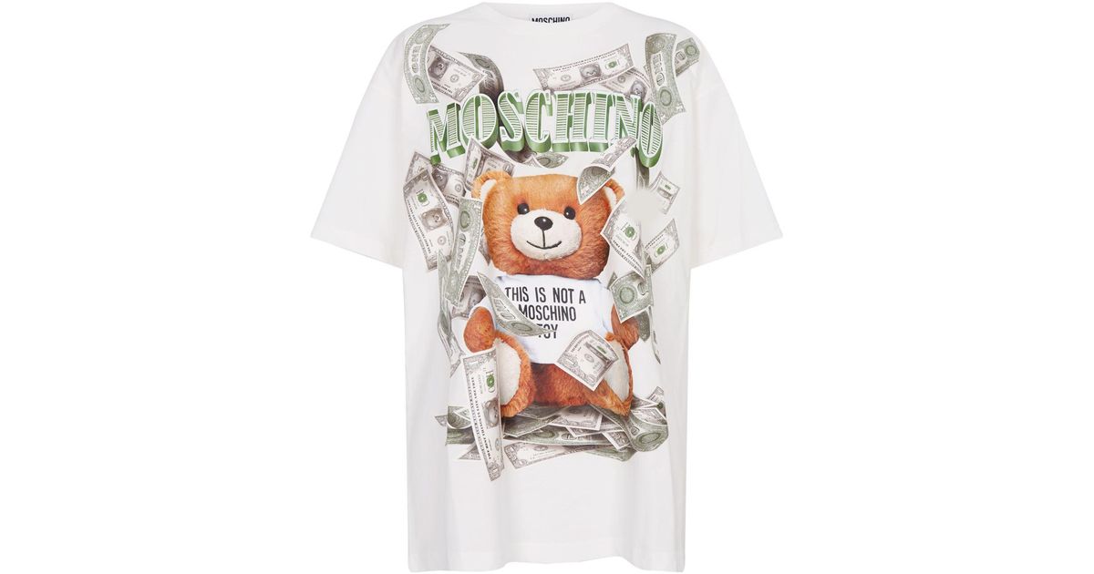 Moschino Teddy Bear Dollar Logo T-shirt in White | Lyst