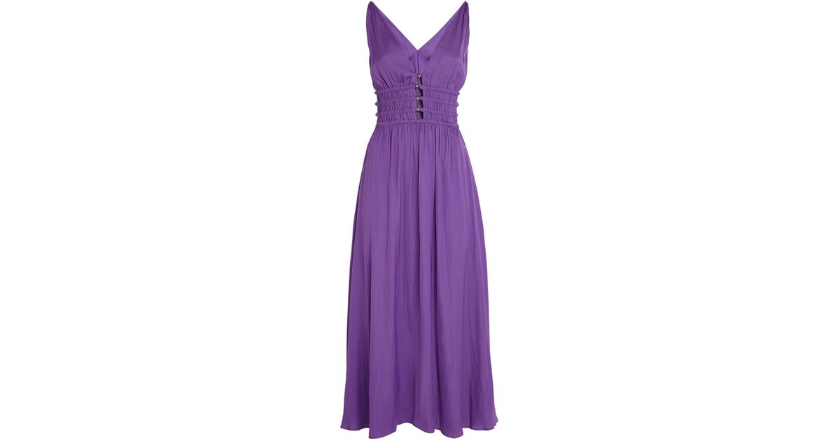 Maje Satin Midi Dress in Purple | Lyst