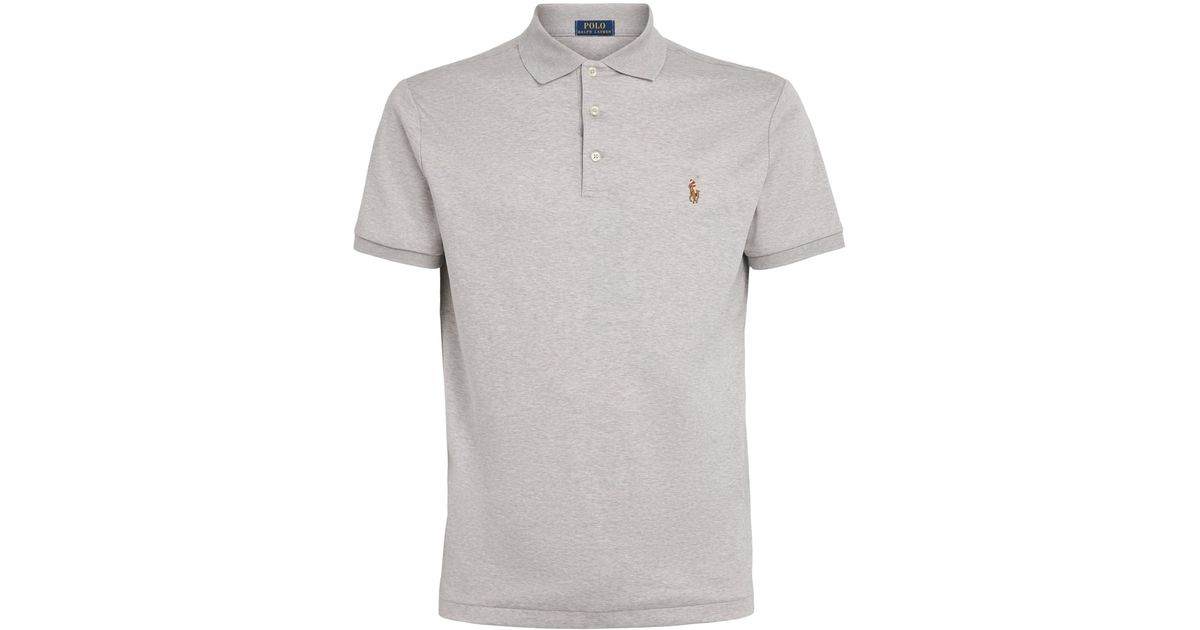 Polo Ralph Lauren Pima Cotton Slim Polo Shirt in Grey for Men | Lyst UK