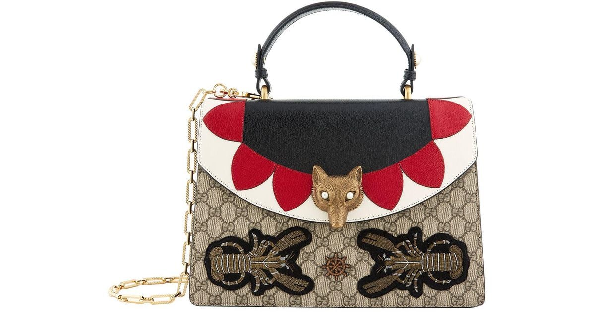 Gucci Canvas Large Broche Fox Top Handle Bag | Lyst
