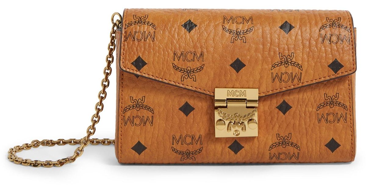 MCM Leather Small Visetos Millie Cross Body Bag in Brown - Lyst