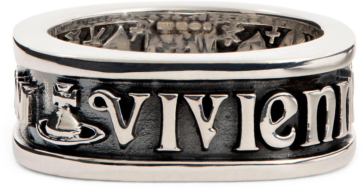 Vivienne Westwood Sterling Silver Scilly Ring in Black for