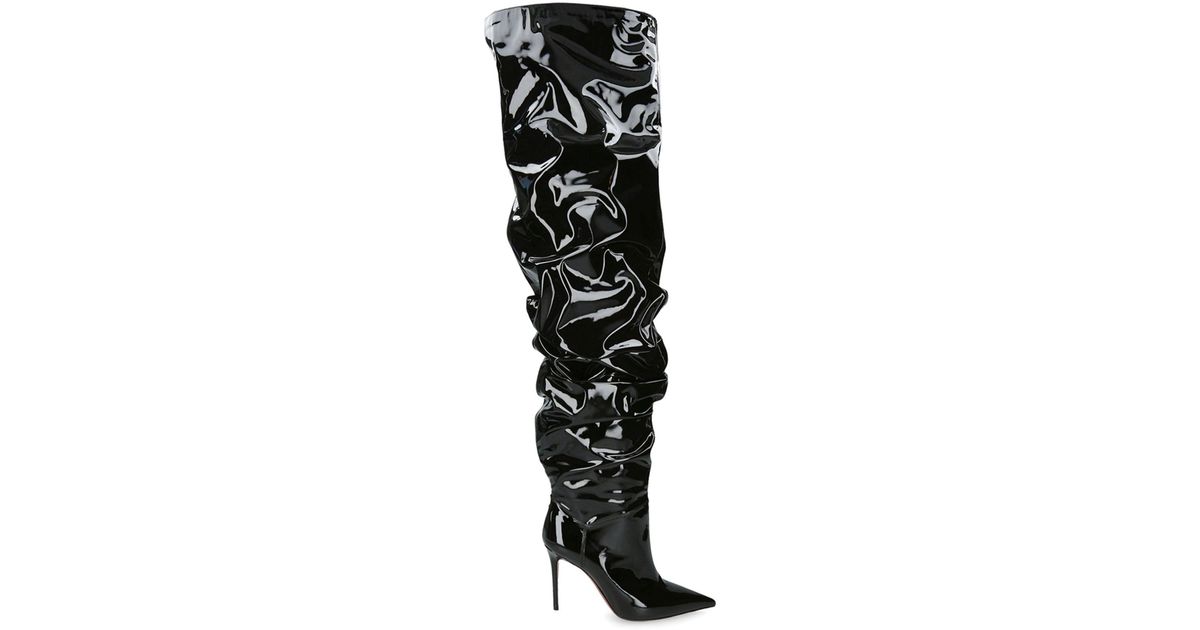AMINA MUADDI Patent Leather Jahleel Thigh-high Boots 95 in Black | Lyst