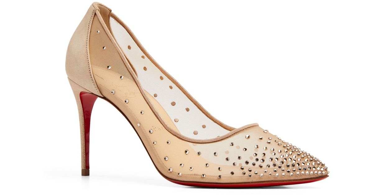 Christian Louboutin Follies Strass 85 Retesuede La in Natural