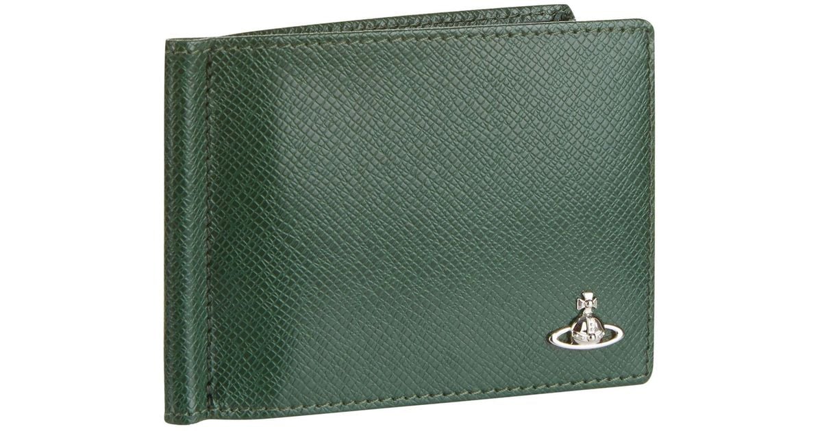 Vivienne Westwood Leather Wallet With Money Clip in Green for Men 