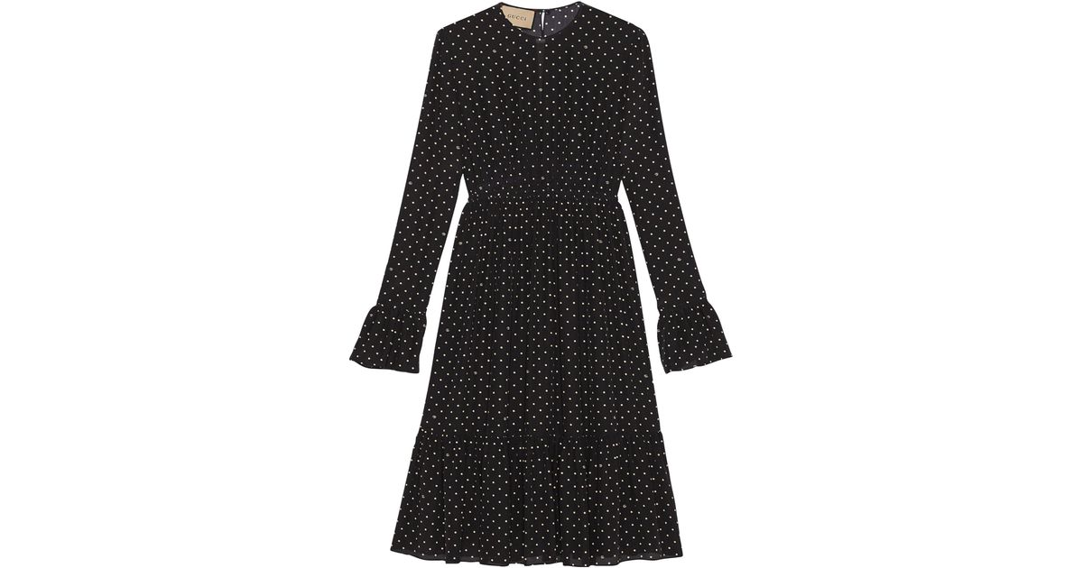 Gucci Silk Polka-dot Dress in Black | Lyst UK