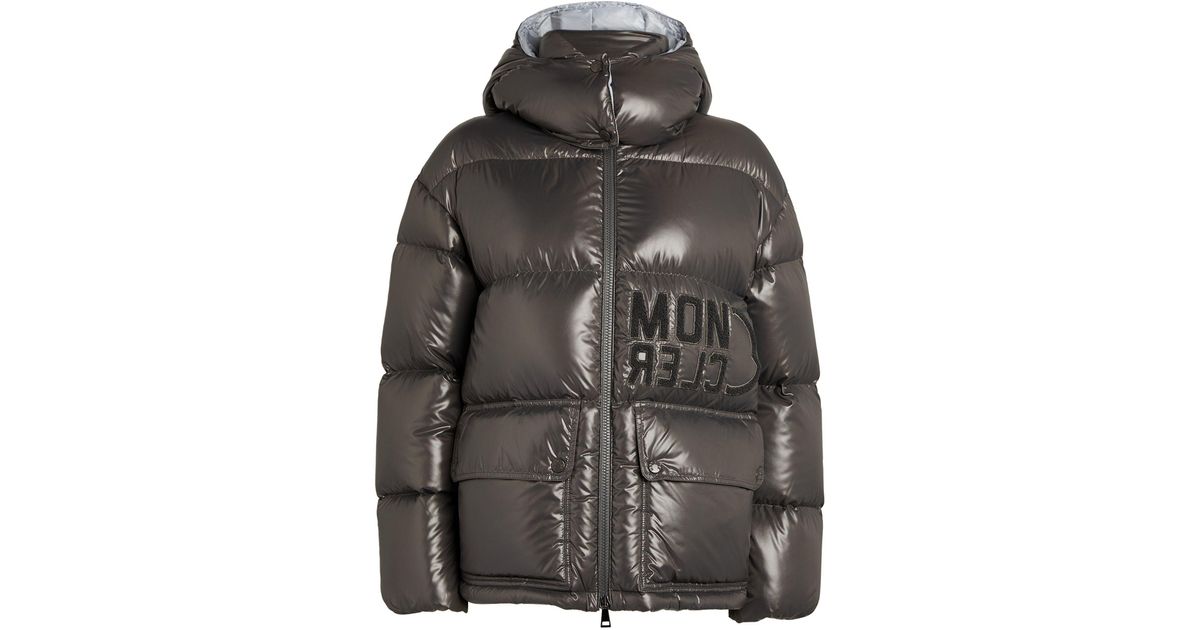 Moncler Leather Abbaye Puffer Jacket in Grey (Grey) | Lyst Canada