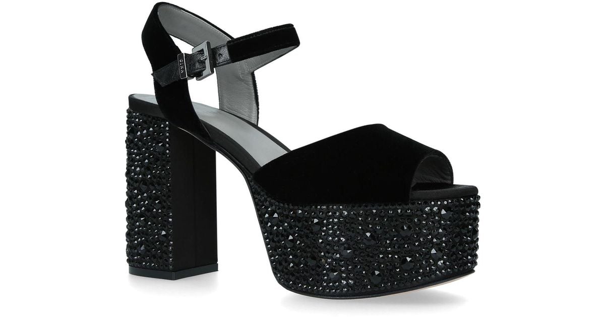 Gina Crystal-embellished Zyla Platform Sandals in Black | Lyst Canada