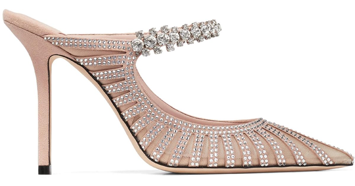 Jimmy Choo Bing 100 Embellished Mules in Pink | Lyst