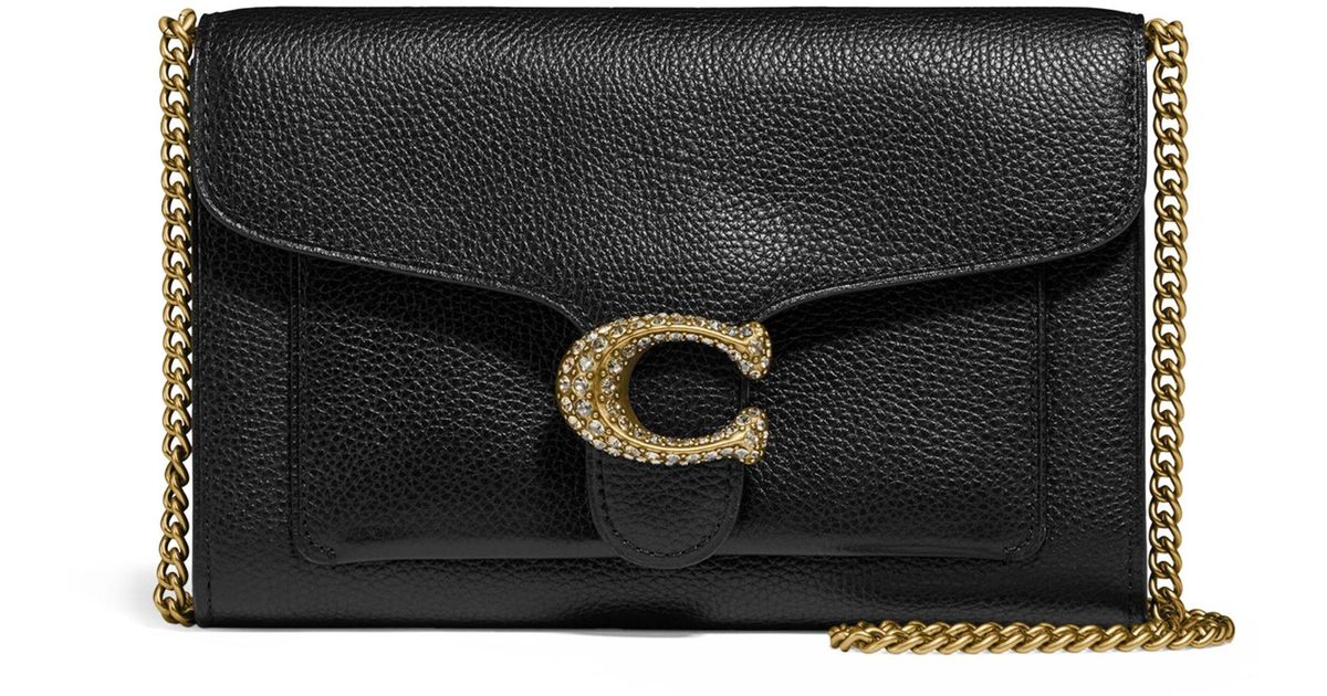 COACH Leather Tabby Chain Clutch Bag in Black Lyst