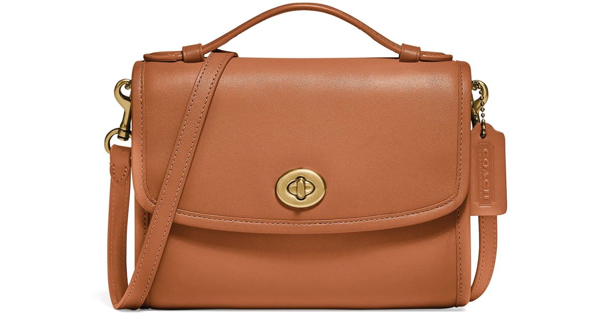 COACH Leather Kip Turnlock Crossbody Bag in Natural Lyst