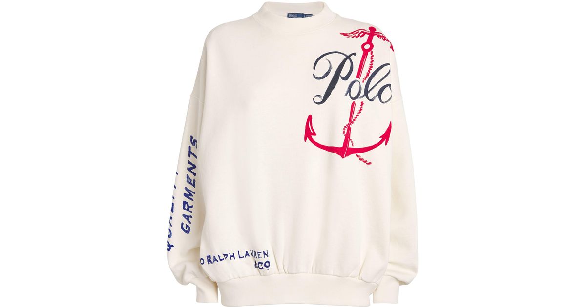 Polo Ralph Lauren Nautical Logo Sweatshirt in White | Lyst