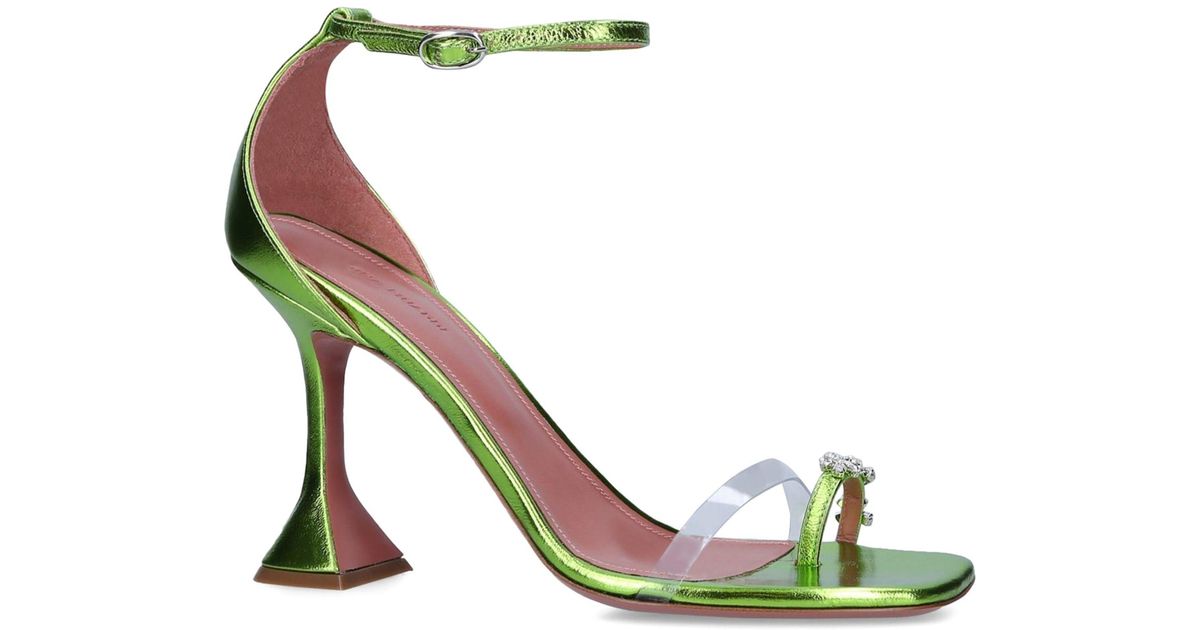 AMINA MUADDI Leather Daisy Sandals 95 in Green | Lyst