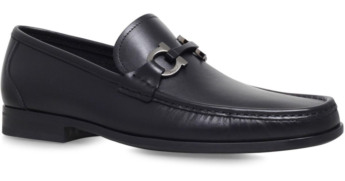 Ferragamo Leather Rolly Gancini Bit Calfskin Loafers in Black for Men ...