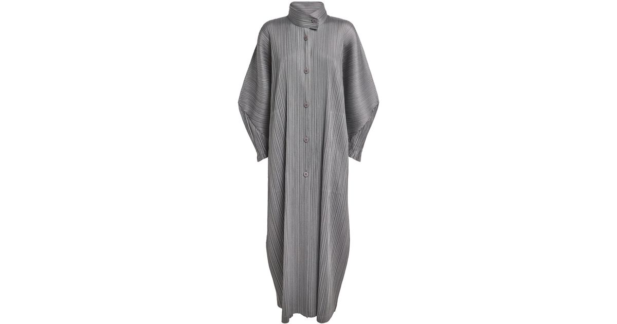 Pleats Please Issey Miyake Skyline A-Line Coat in Gray | Lyst