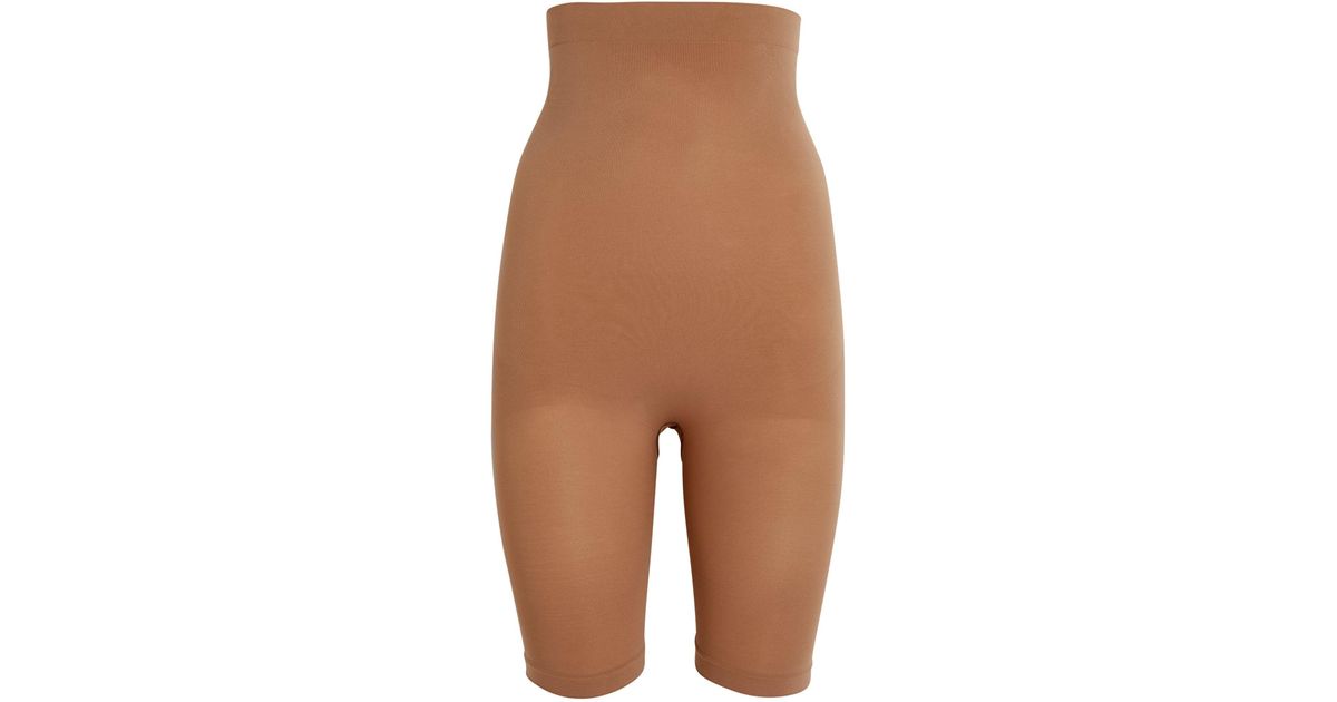 Skims Seamless Sculpt High-waist Above-the-knee Shorts in Brown