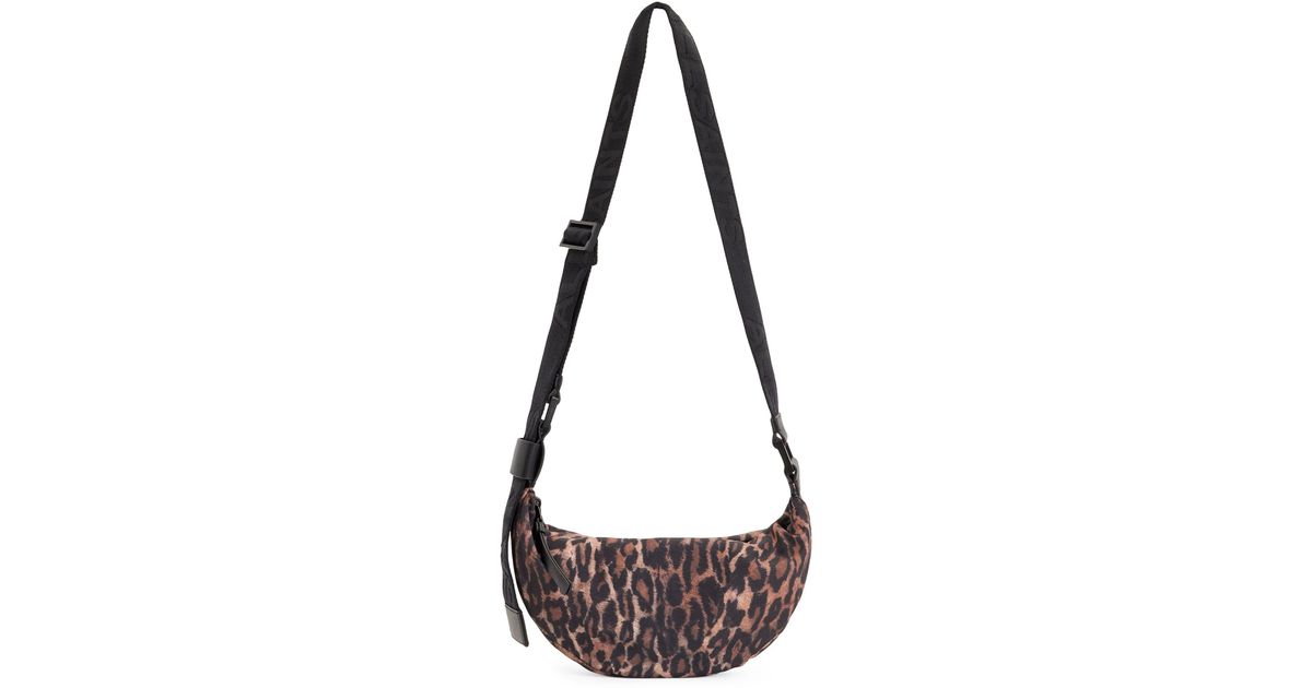 AllSaints Anita Leopard Print Cross-body Bag in Black | Lyst