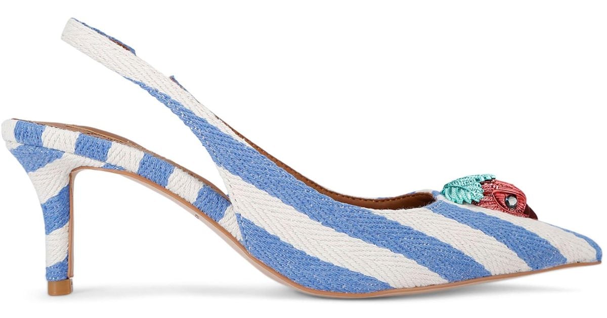 Kurt Geiger Striped Belgravia Slingback Pumps in Blue | Lyst