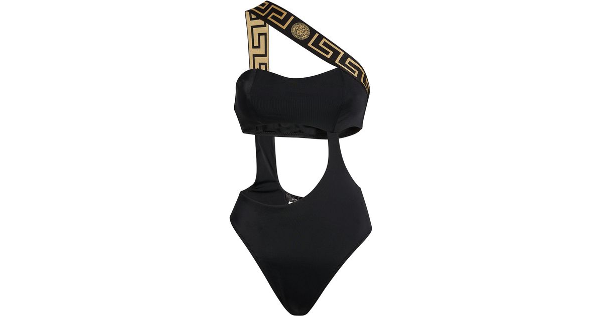 Versace Synthetic Oneshoulder Swimsuit in Black Lyst